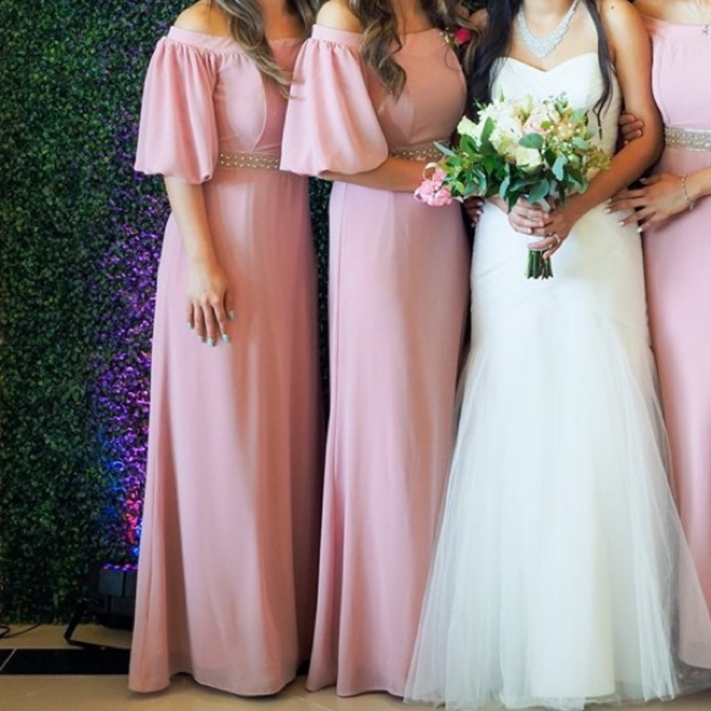TFNC London Bridesmaids Rose Strapless maxi dress